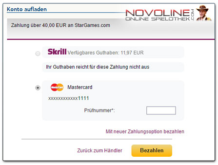 StarGames Casino Einzahlung mit Skrill